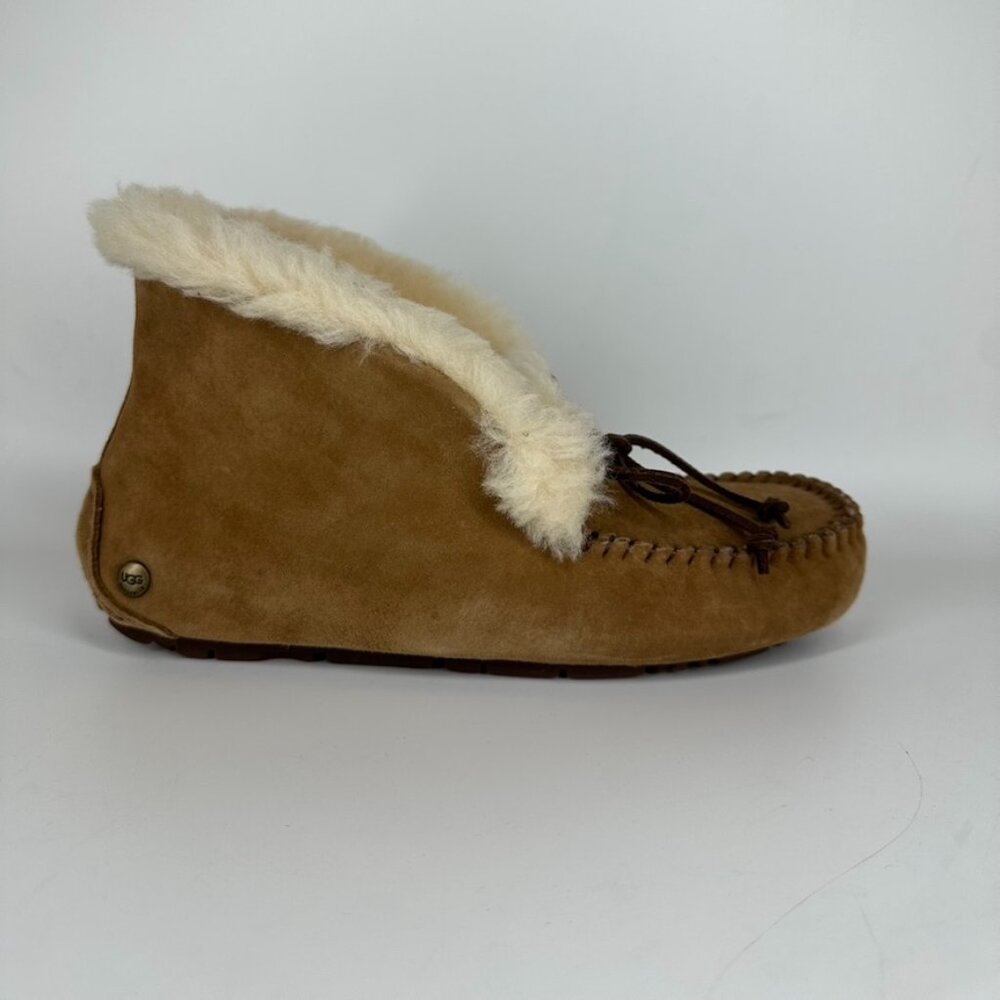 UGG ALENA CHESTNUT SHEARLING LINED MOCCASIN SLIPPERS US 5